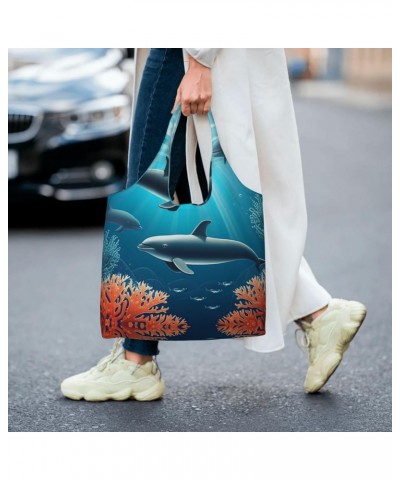 Whales Under The Sea One-Shoulder Commuting Canvas Bag,Fashionable And Lightweight,Extra Large Capacity,Easy To Store,Soft An...