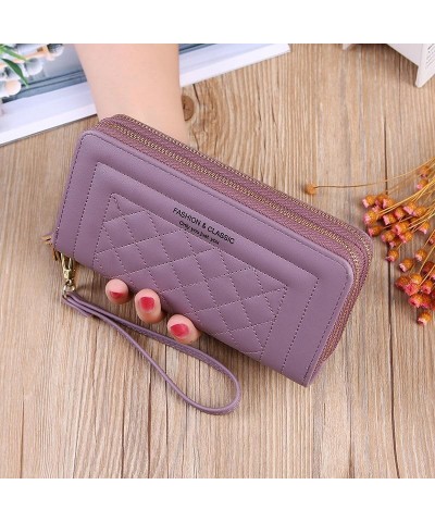 Wallets for Women Sky Blue Clutch Handbag for Women with Cash Coin Pouch PU Leather Zip Around Wallets for Women with Wristle...