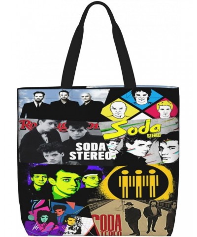 Soda Rock Band Stereo Shoulder Bag Large Capacity With Zipper Tote Bag Top Handle Handbag Lightweight Beach Bag For Daily Use...