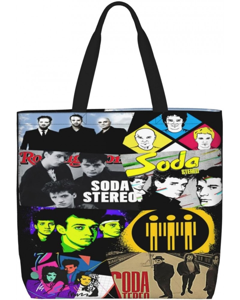 Soda Rock Band Stereo Shoulder Bag Large Capacity With Zipper Tote Bag Top Handle Handbag Lightweight Beach Bag For Daily Use...