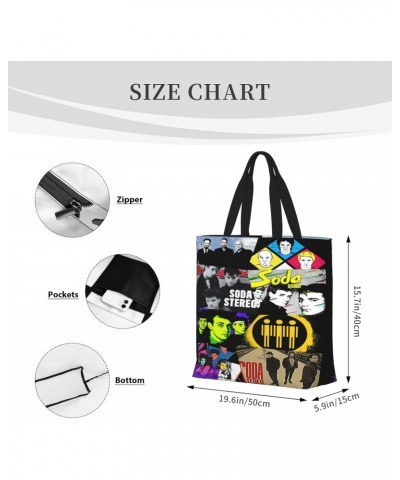 Soda Rock Band Stereo Shoulder Bag Large Capacity With Zipper Tote Bag Top Handle Handbag Lightweight Beach Bag For Daily Use...