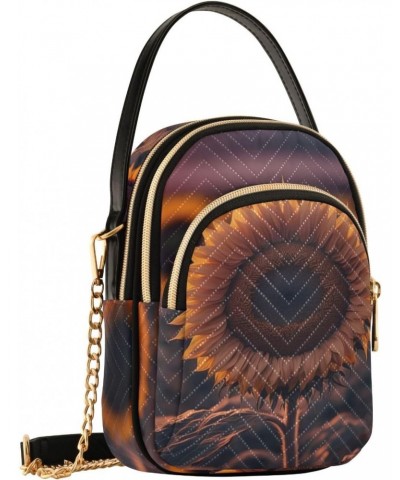 Sunflower Field Sunset Crossbody Sling Bags for Women, Compact Fashion Handbag with Chain Strap Top handle for Evening Party ...