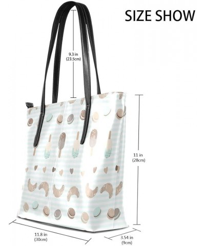 Handbags for Women Tote Bags with 11.08"(L) x 3.54"(W) x 11.02"(W) - Flowers Rose Pink Striped Ice Cream Croissant $23.21 Totes