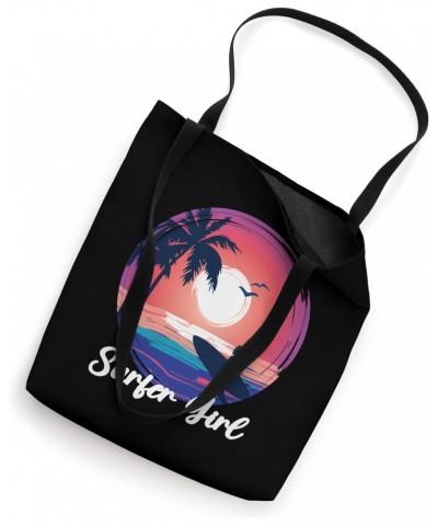 Surfer Girl Surfing Surf Beach Women Cute Summer Palm Tree Tote Bag $10.56 Totes