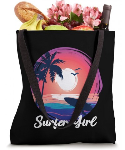 Surfer Girl Surfing Surf Beach Women Cute Summer Palm Tree Tote Bag $10.56 Totes