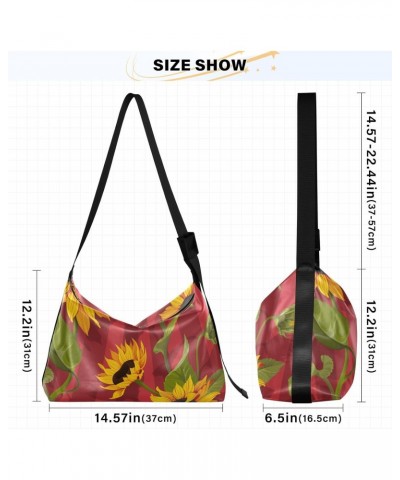 Sunflower Hobo Shoulder Bag for Women Men PU Leather Crossbody Bag Slouchy Tote Handbags for Travel Work $18.14 Totes