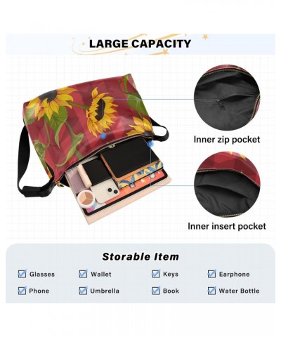 Sunflower Hobo Shoulder Bag for Women Men PU Leather Crossbody Bag Slouchy Tote Handbags for Travel Work $18.14 Totes