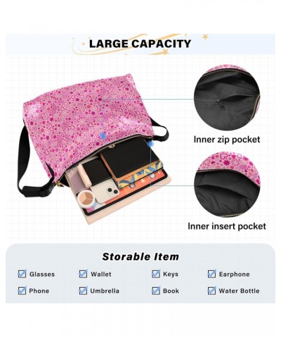 Pink Ribbons Hearts Flowers Hobo Bags for Women Leather Purses Crossbody Bag Shoulder Bag Handbag for Work Travel Gifts $14.1...