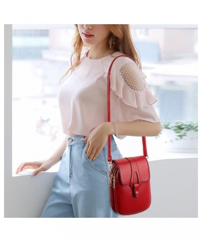 Ladies Mobile Phone Purses Fashion PU Leather Crossbody Bag Shoulder Bags for Women Retro Handbags Coin Purse,Light Blue Red ...