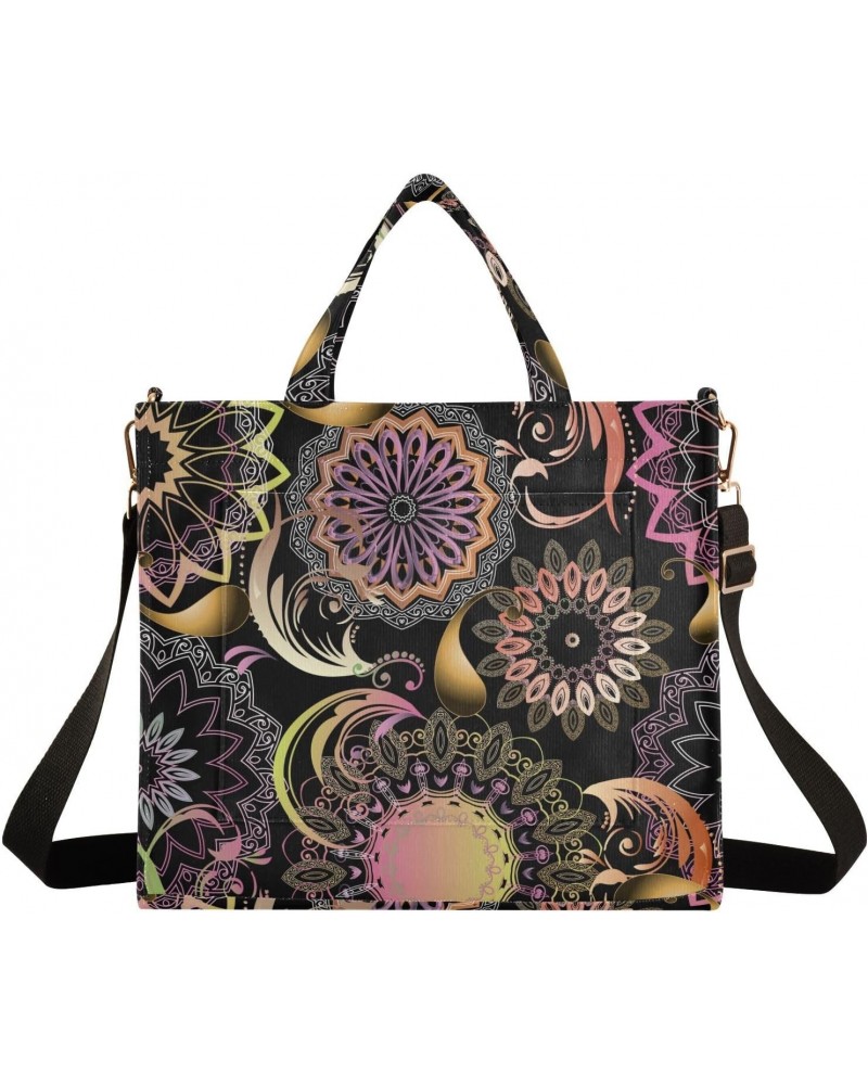 Corduroy Tote Bag for Women, Mandala Ethnic Paisley Floral Shoulder Handbag Tote Purse Crossbody Bag $20.39 Totes