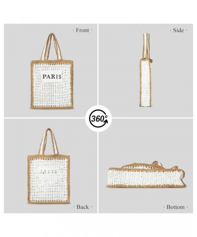 Crochet Tote Bag Summer Trendy Foldable Mesh Straw Beach Bag for Women Straw Purses and Handbags for Vacation (Black) Yellow ...