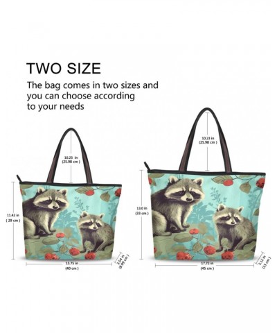 Cute Raccoon Tote Top Handle Shoulder Bags Fashion Zipper Shopping Bag for Women $11.33 Handbags