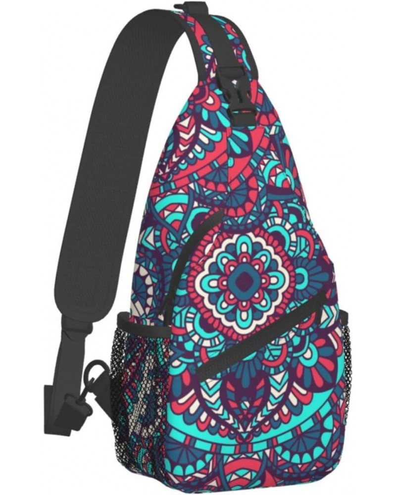 Mandala Vintage Tribal Motifs Sling Backpack Crossbody Shoulder Bag Travel Hiking Daypack for Women Men $17.10 Crossbody Bags