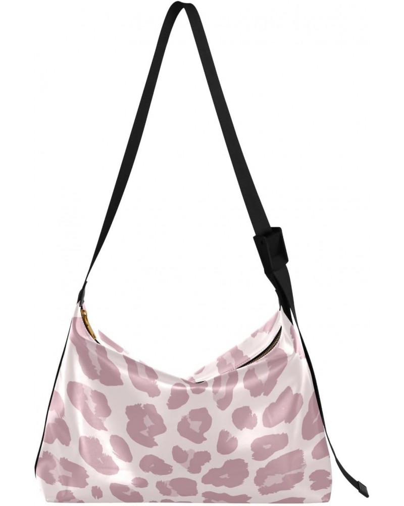 Pink Leopard Tote Bag for Women Large Hobo Bags Womens Cross Body Purses Leather Hobo Bags with Adjustable Strap for Travel $...