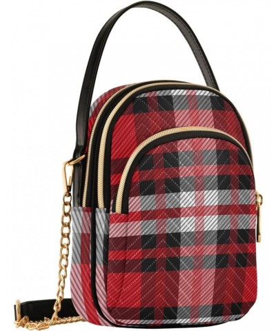 Christmas Red Checkered Plaid Small Crossbody Bag Quilted Handbags for Women Chain Shoulder Bag $14.03 Crossbody Bags