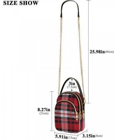 Christmas Red Checkered Plaid Small Crossbody Bag Quilted Handbags for Women Chain Shoulder Bag $14.03 Crossbody Bags