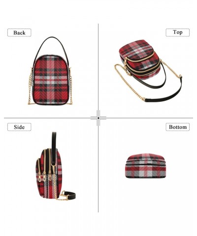 Christmas Red Checkered Plaid Small Crossbody Bag Quilted Handbags for Women Chain Shoulder Bag $14.03 Crossbody Bags