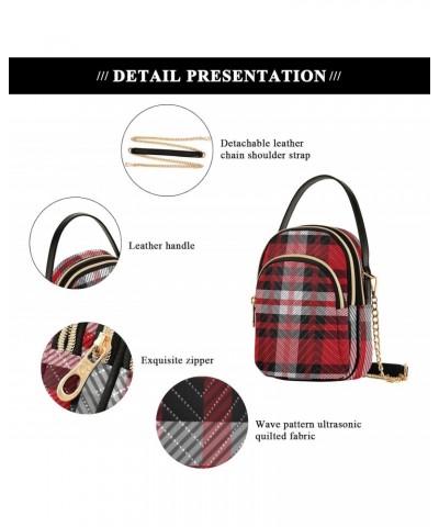 Christmas Red Checkered Plaid Small Crossbody Bag Quilted Handbags for Women Chain Shoulder Bag $14.03 Crossbody Bags