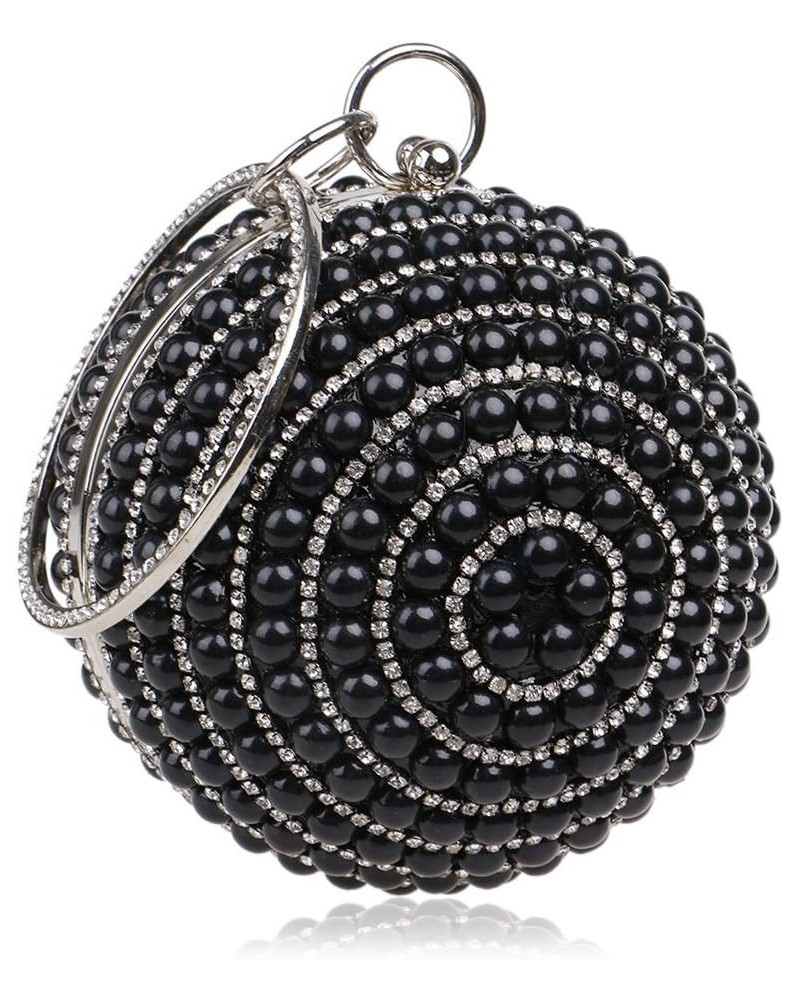 Pearl Dinner Bag Ladies Handbag Round Europe And The United States Banquet Bag Celebrity Dress Evening Bag Black $35.50 Eveni...