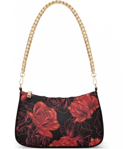 Floral Shoulder Bag Magic Red Rose Love Romance Women Clutch Handbag Shoulder Purch Boho Bag Date Chain Bag Tote Bag Spring H...