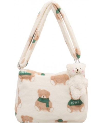 Cute Fluffy Crossbody Bag with Plush Pins, Kawaii Bear Fuzzy Shoulder Bags for Girls Teens, Gift for Christmas Furry Bag Whit...