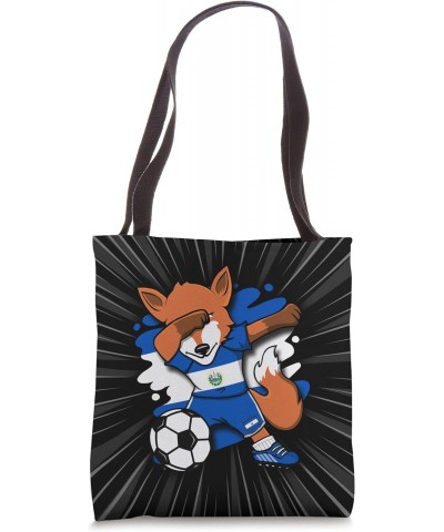 Dabbing Fox El Salvador Soccer Fans Jersey Football Lovers Tote Bag $13.69 Totes