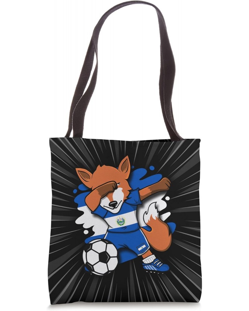 Dabbing Fox El Salvador Soccer Fans Jersey Football Lovers Tote Bag $13.69 Totes