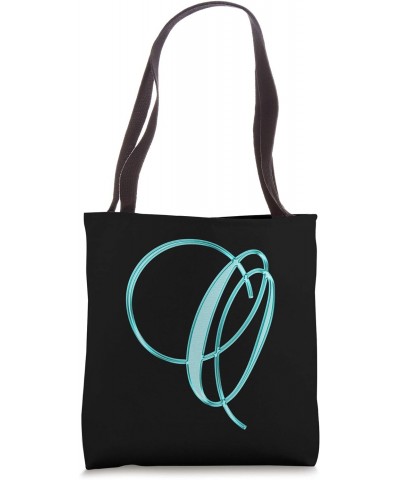 O Teal Black Turquoise Yellow Initial Monogram Letter Name Tote Bag $11.36 Totes