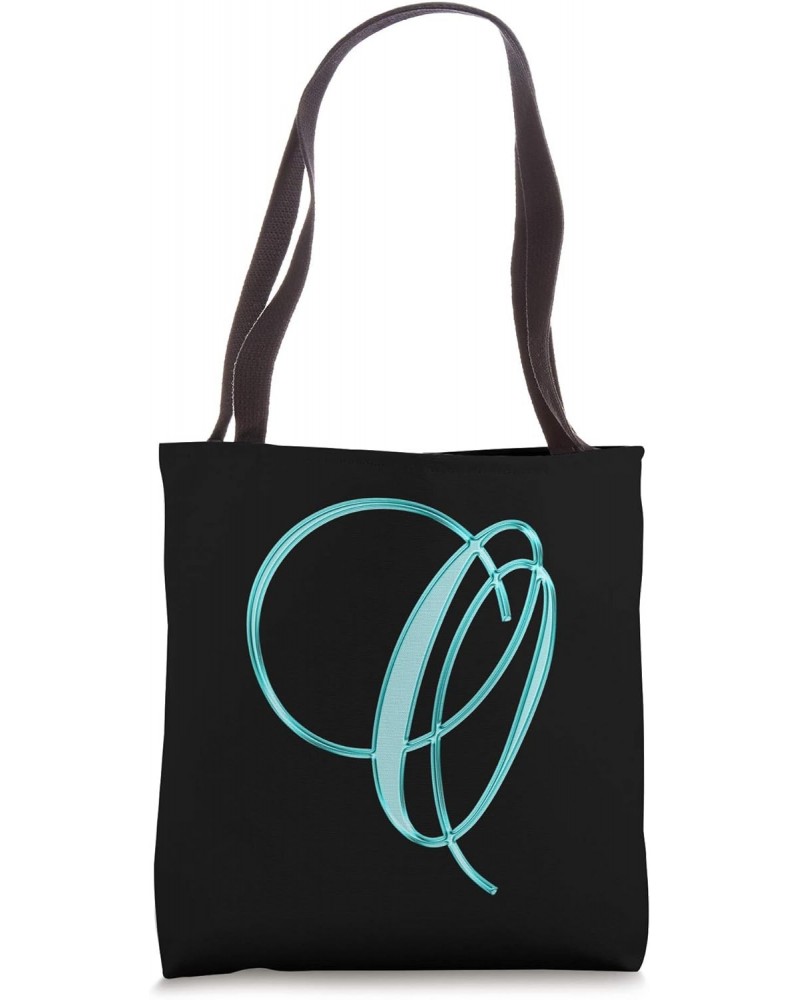 O Teal Black Turquoise Yellow Initial Monogram Letter Name Tote Bag $11.36 Totes