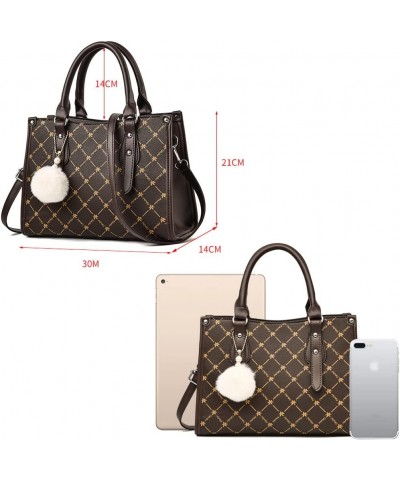 Ziming® Women Handbag Maple Leaf Print Leather Tote Bag Large Capacity Top Handle Bag with Long Strap Coffee&black $18.95 Totes