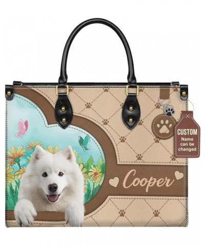 Personalized Samoyed Dog Handbags, Custom Name Dog Leather Bags, Purses, Shoulder Bag, Gift For Dog Mom Dog Lover Style 8 $29...