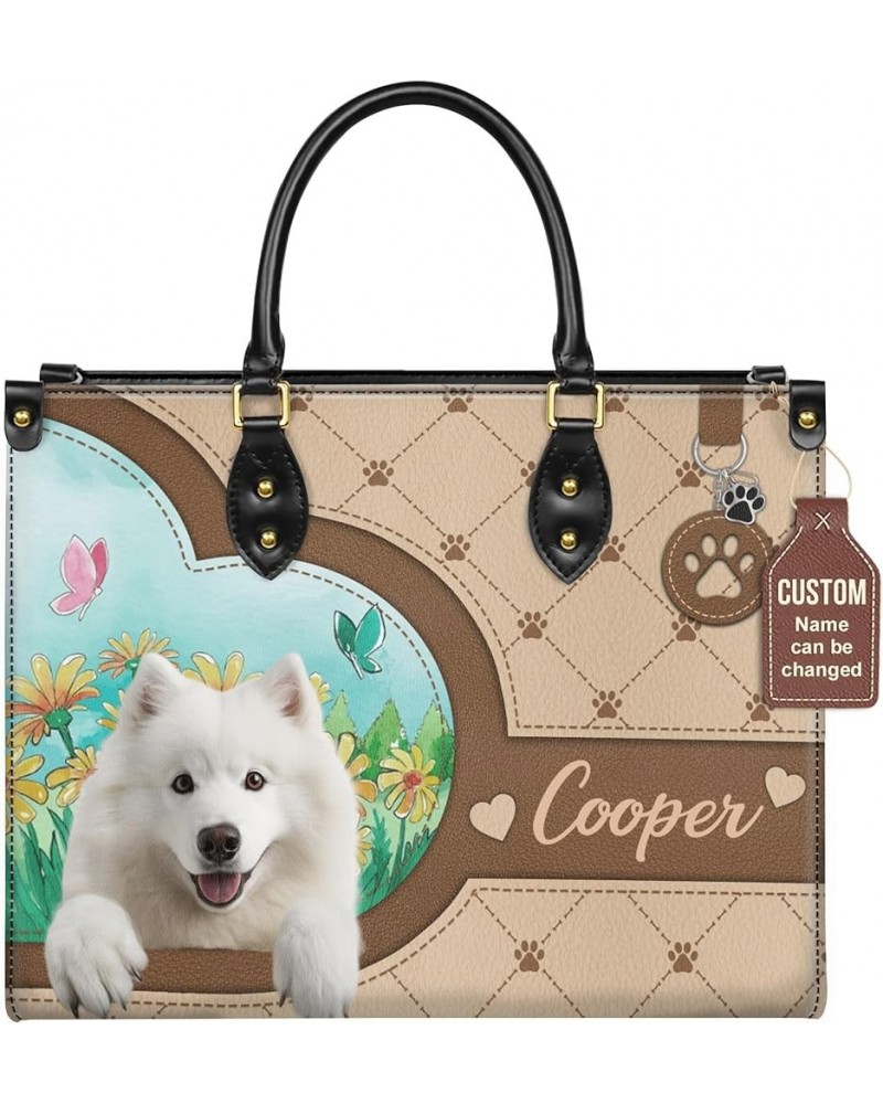 Personalized Samoyed Dog Handbags, Custom Name Dog Leather Bags, Purses, Shoulder Bag, Gift For Dog Mom Dog Lover Style 8 $29...