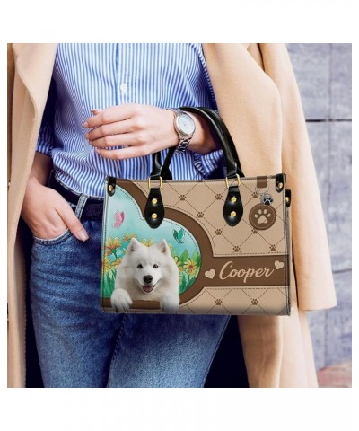 Personalized Samoyed Dog Handbags, Custom Name Dog Leather Bags, Purses, Shoulder Bag, Gift For Dog Mom Dog Lover Style 8 $29...