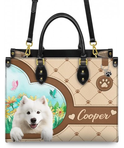 Personalized Samoyed Dog Handbags, Custom Name Dog Leather Bags, Purses, Shoulder Bag, Gift For Dog Mom Dog Lover Style 8 $29...