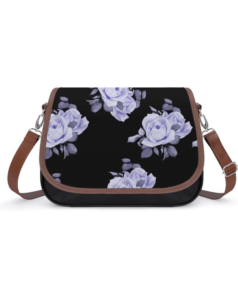 Fashion Crossbody Bags Women's Shoulder Bags Classic City Leather Satchels Hobo Bags Blue Flowers And Leaves Color10 $25.49 H...