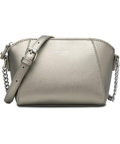 DAVIDJONES Small Crossbody Bag for Women, Vegan Leather Lightweight Chain Shoulder Handbag Cell Phone Wallet Purses Silver $1...