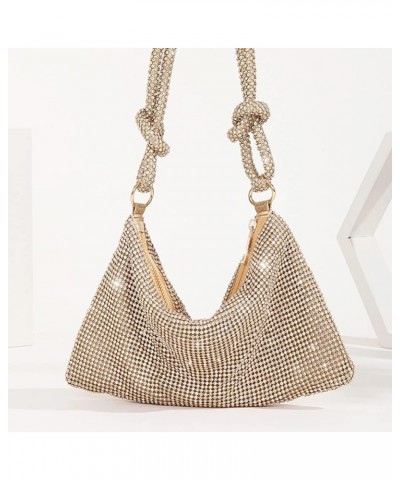 Rhinestone Clutch Bag Hobo Bag, Women Shiny Purse Evening Handbag Underarm Shoulder Bags for Dinner Party Wedding Gold, Small...