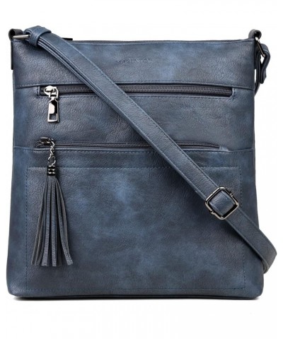 Crossbody Purses for Women, Multi Pocket Casual Crossbody Bag, Adjustable Strap Shoulder Bag with Tassel Blue Gray $17.76 Cro...