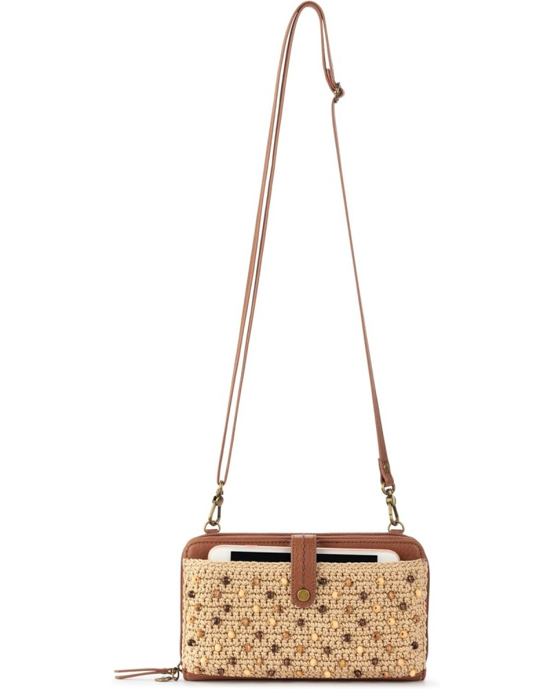 Iris Smartphone Crossbody in Crochet, Adjustable Crossbody Strap, Bamboo Neutral Beads $45.76 Crossbody Bags