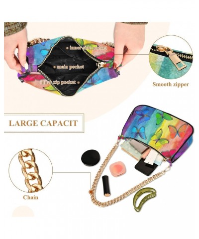 Small Chain Shoulder Bag for Women Rainbow Butterflies Hobo Handbags Tote Clutch Bag Ladies Crossbody Bag Purse with Zipper $...