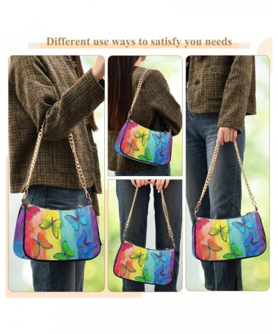 Small Chain Shoulder Bag for Women Rainbow Butterflies Hobo Handbags Tote Clutch Bag Ladies Crossbody Bag Purse with Zipper $...