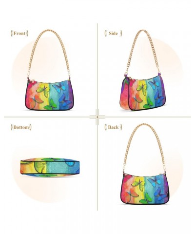 Small Chain Shoulder Bag for Women Rainbow Butterflies Hobo Handbags Tote Clutch Bag Ladies Crossbody Bag Purse with Zipper $...