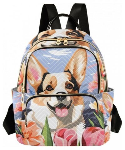 Mini Backpack Purse for Women, Dog Tulip Flower Travel Bag Casual Daypack Shoulder Bag Medium $17.91 Backpacks