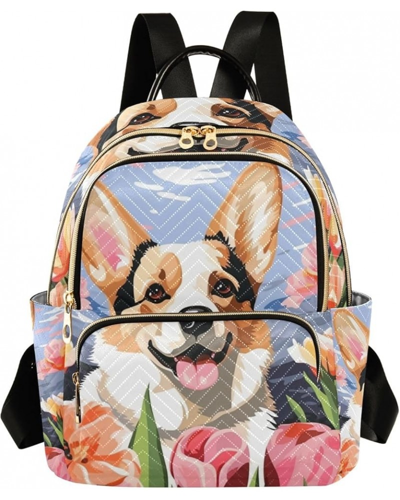 Mini Backpack Purse for Women, Dog Tulip Flower Travel Bag Casual Daypack Shoulder Bag Medium $17.91 Backpacks