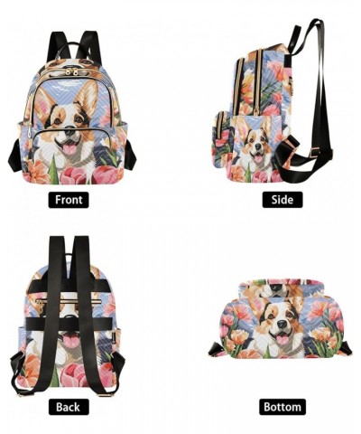 Mini Backpack Purse for Women, Dog Tulip Flower Travel Bag Casual Daypack Shoulder Bag Medium $17.91 Backpacks