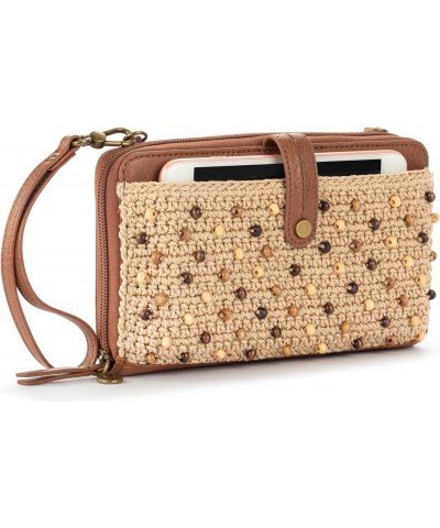 Iris Smartphone Crossbody in Crochet, Adjustable Crossbody Strap, Bamboo Neutral Beads $45.76 Crossbody Bags