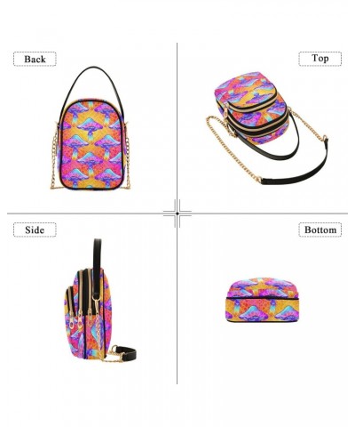 Magic Mushroom Ethnic Style Quilted Crossbody Bag for Women, Small Cell Phone Bag Shoulder Handbags Purse with Leather Strap ...