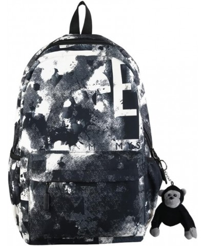 Nylon Backpack Personalized Graffiti Print Knapsack Satchel Fashion bag-Black 1 Black 3 $15.29 Backpacks