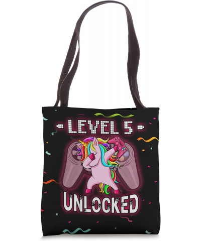 Level 5 Unlocked - Dabbing Pink Unicorn Gamer 5th Birthday Tote Bag $12.47 Totes