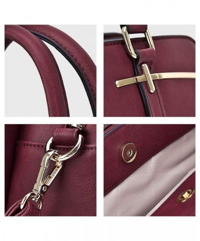 Women Handbag Wallet Tote Bag Shoulder Bag Hobo Bag Top Handle Satchel Purse Set 2pcs w/ 3 Compartments 3-burgundy $29.00 Totes